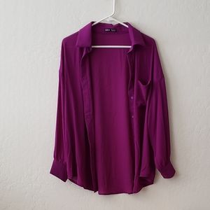 💜Purple Oversize Button Up Shirt